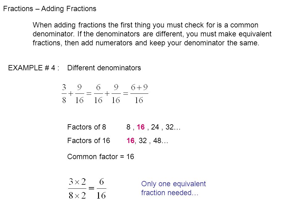 Fractions – Adding Fractions