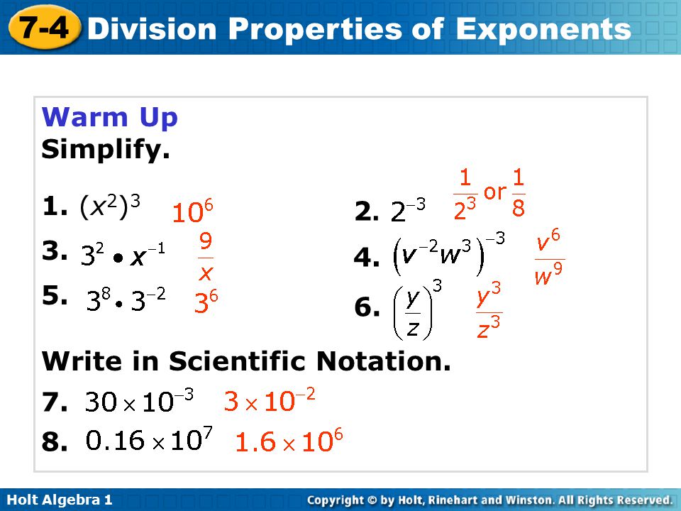 Warm Up Simplify. 1. (x2) Write in Scientific Notation