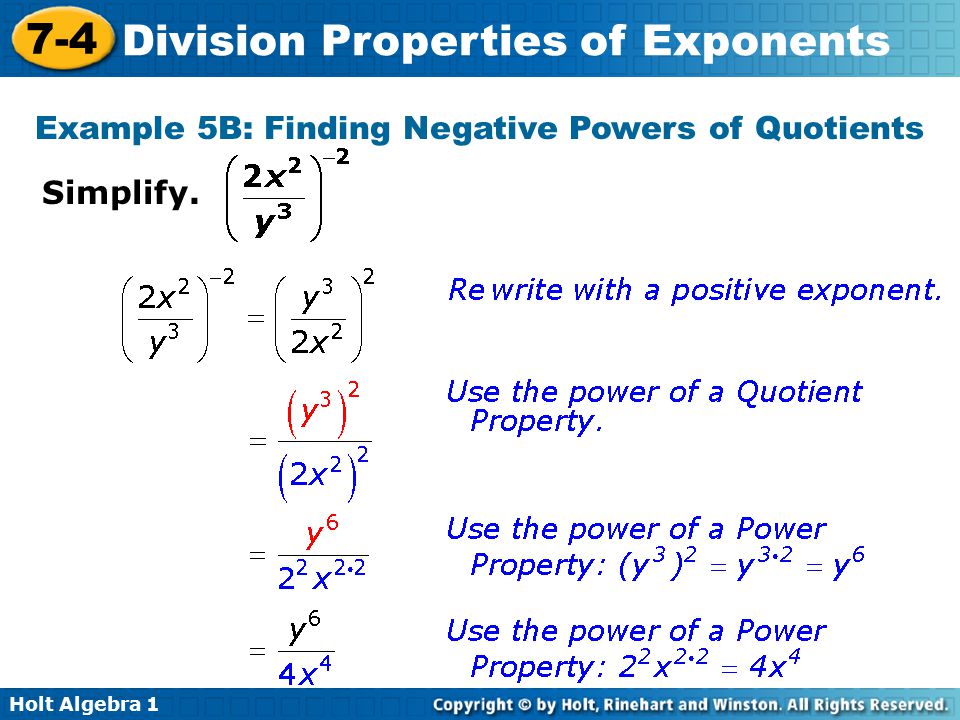 Example 5B: Finding Negative Powers of Quotients