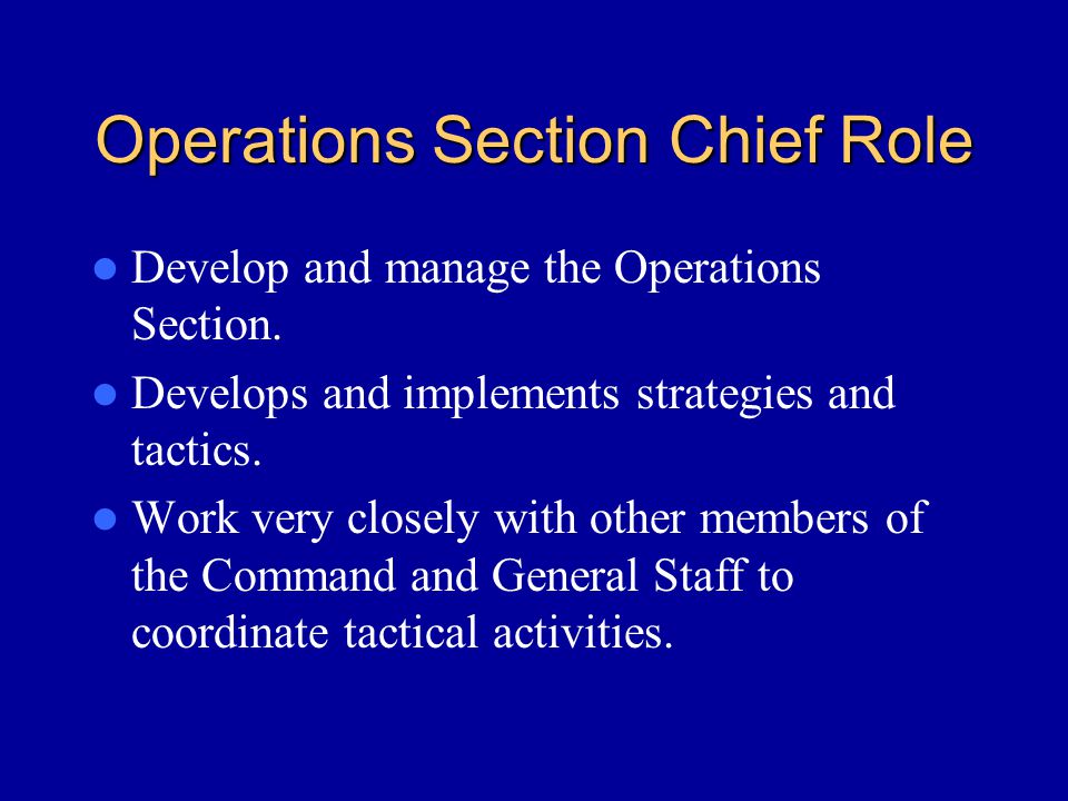 Operations Section Chief Role