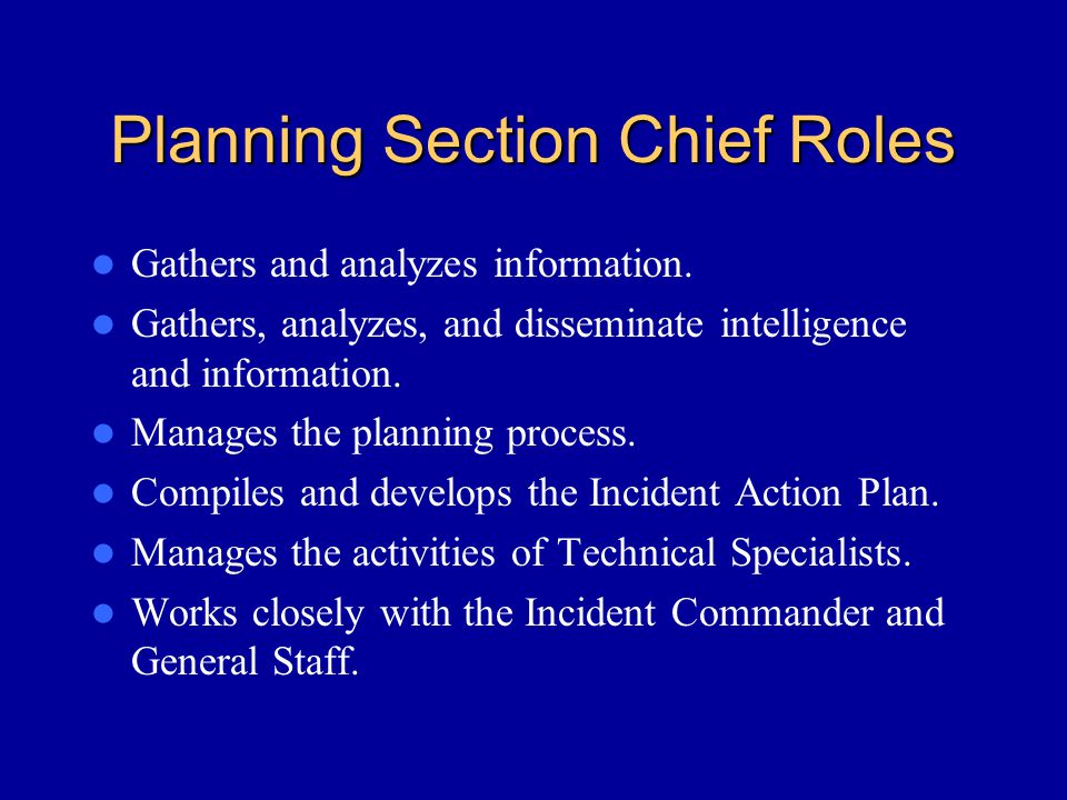 Planning Section Chief Roles