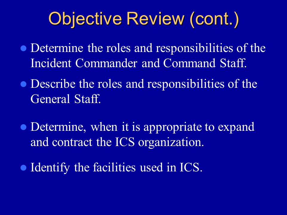 Objective Review (cont.)