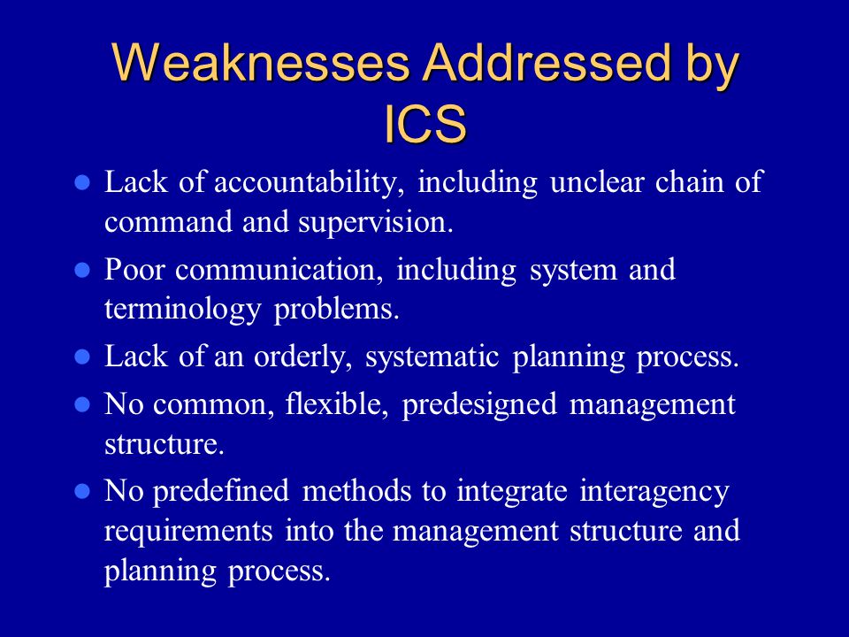 Weaknesses Addressed by ICS