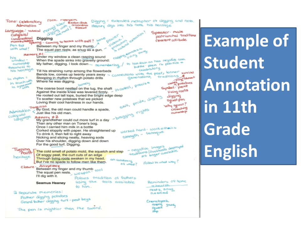 Example of Student Annotation in 11th Grade English
