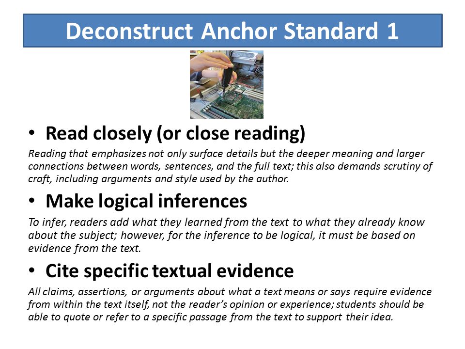 Deconstruct Anchor Standard 1