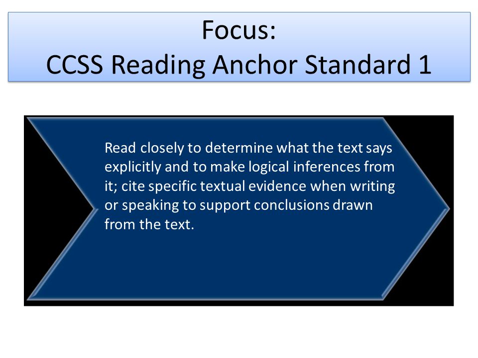 Focus: CCSS Reading Anchor Standard 1
