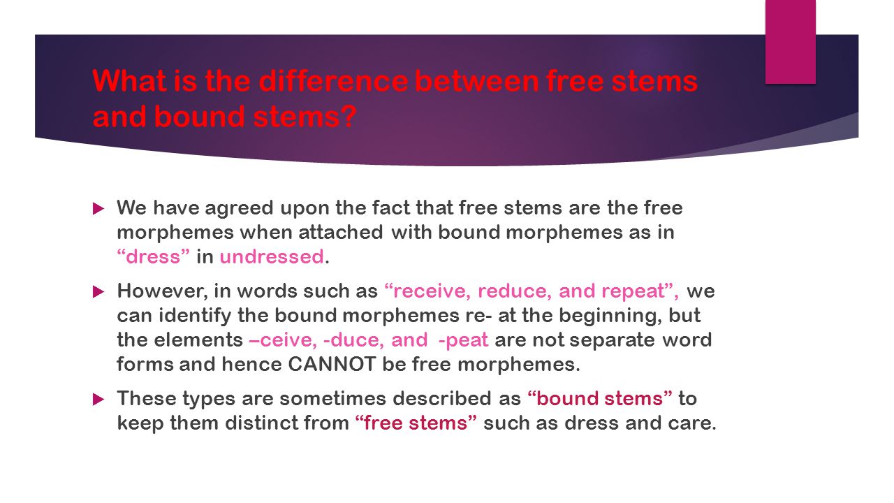 What is the difference between free stems and bound stems
