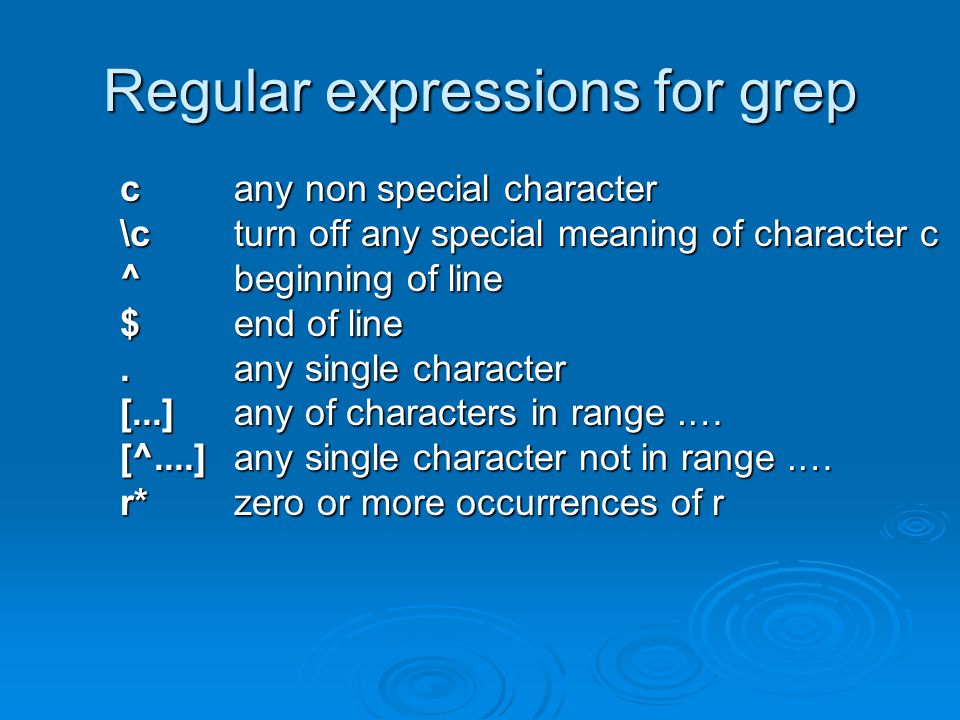 Regular expressions for grep