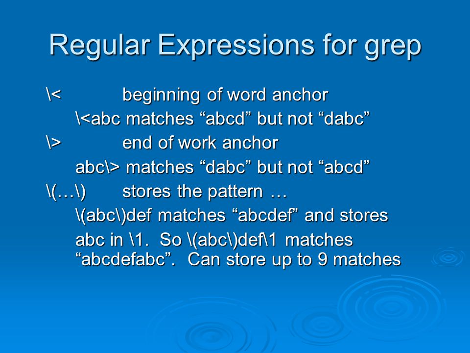 Regular Expressions for grep