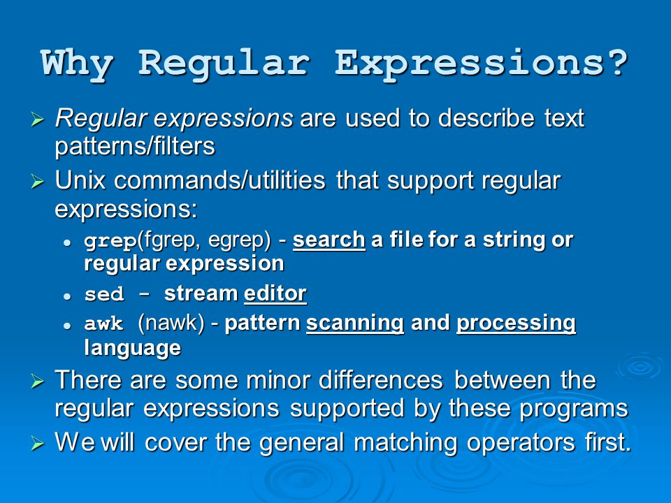 Why Regular Expressions