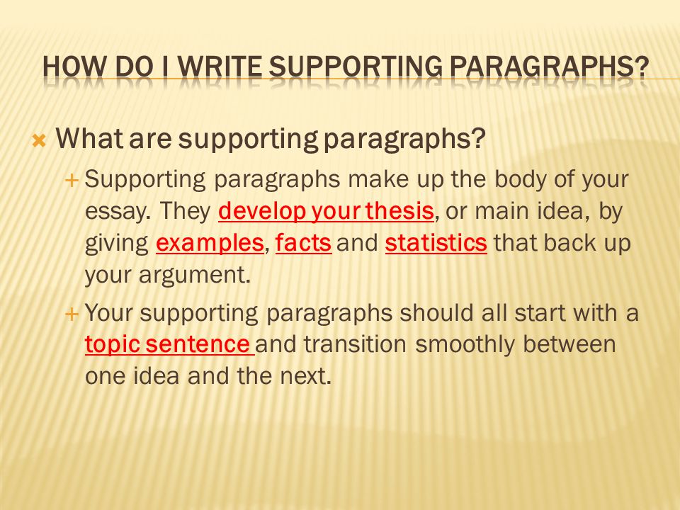 How do I write supporting paragraphs