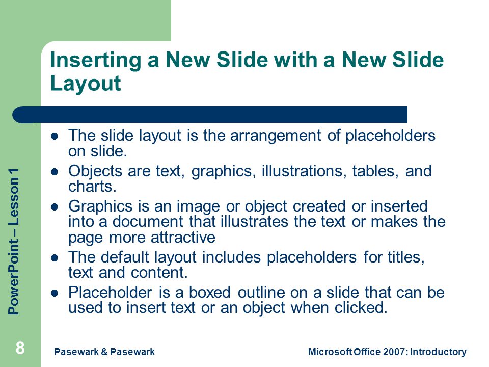 Inserting a New Slide with a New Slide Layout