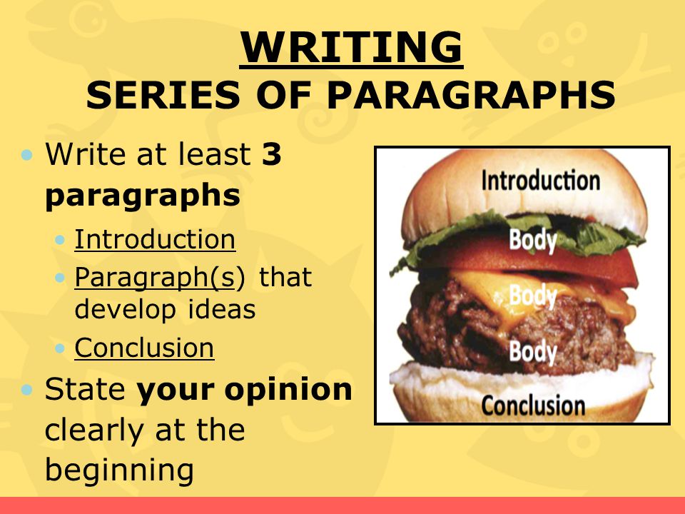 WRITING SERIES OF PARAGRAPHS