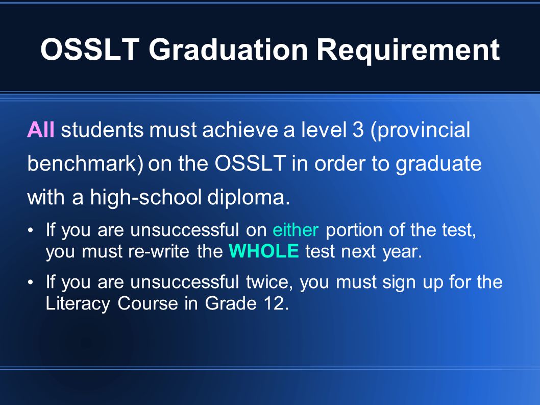 OSSLT Graduation Requirement