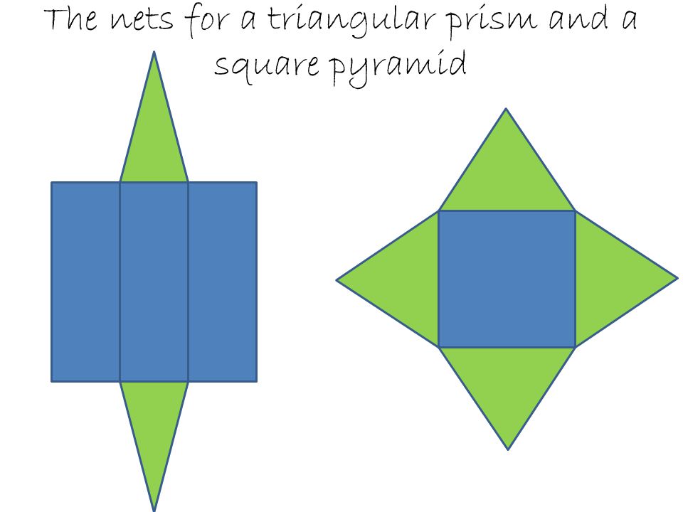 The nets for a triangular prism and a square pyramid