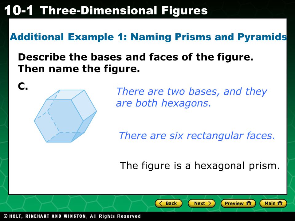 Additional Example 1: Naming Prisms and Pyramids