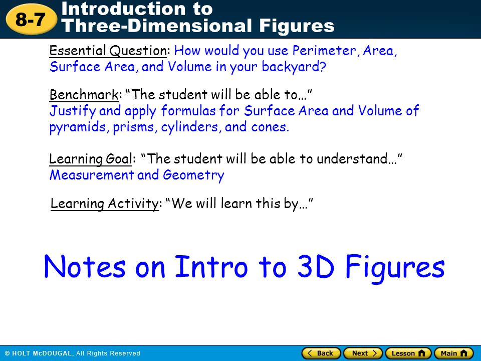 Notes on Intro to 3D Figures