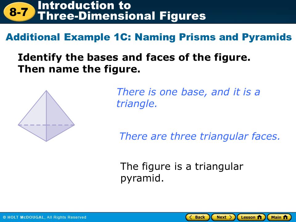 Additional Example 1C: Naming Prisms and Pyramids