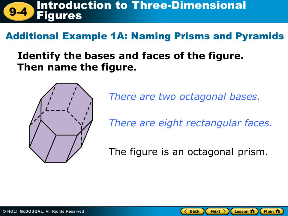 Additional Example 1A: Naming Prisms and Pyramids