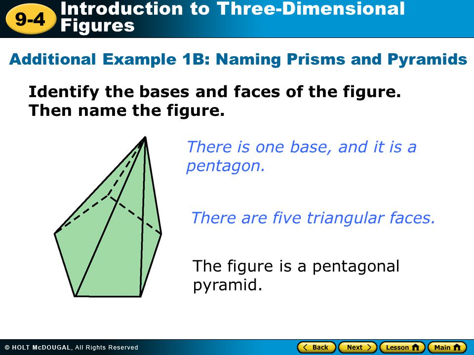 Additional Example 1B: Naming Prisms and Pyramids