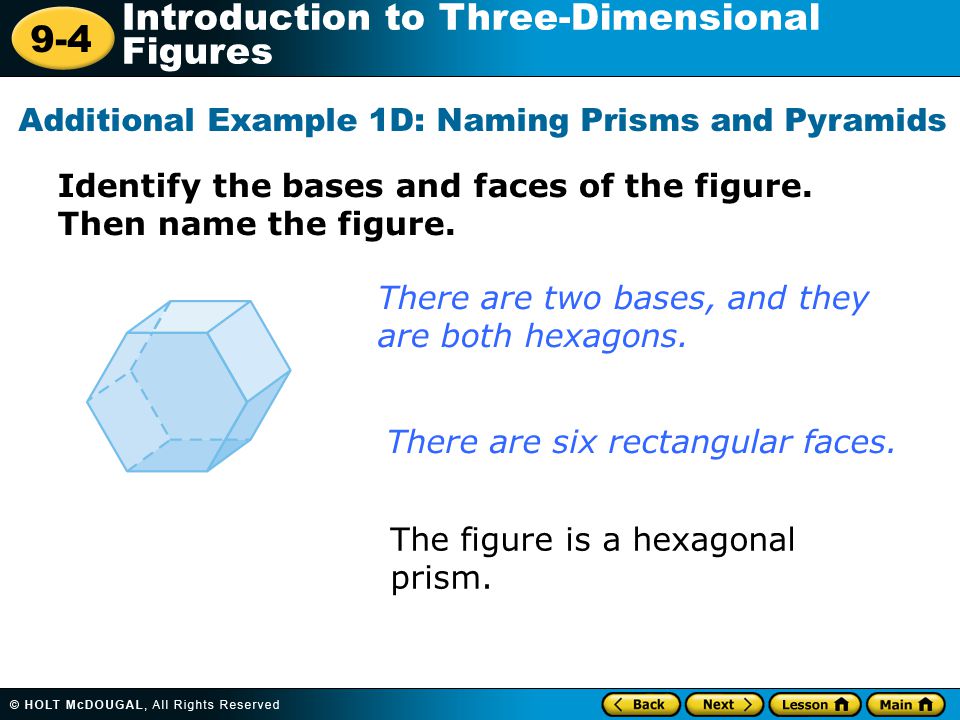 Additional Example 1D: Naming Prisms and Pyramids