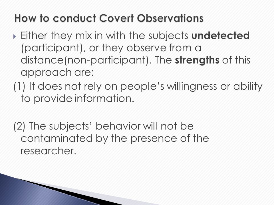 How to conduct Covert Observations