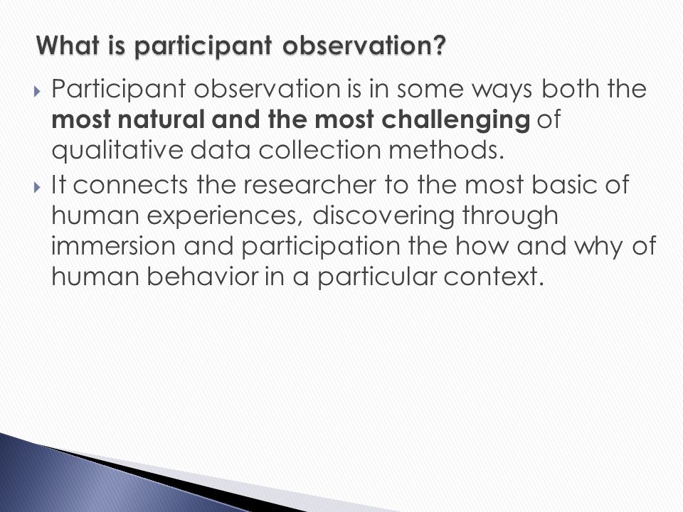 What is participant observation