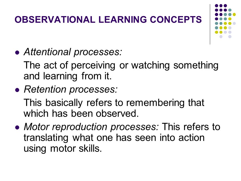OBSERVATIONAL LEARNING CONCEPTS