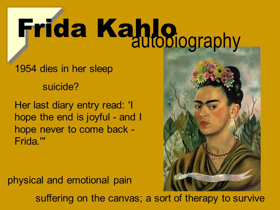 Frida Kahlo autobiography 1954 dies in her sleep suicide