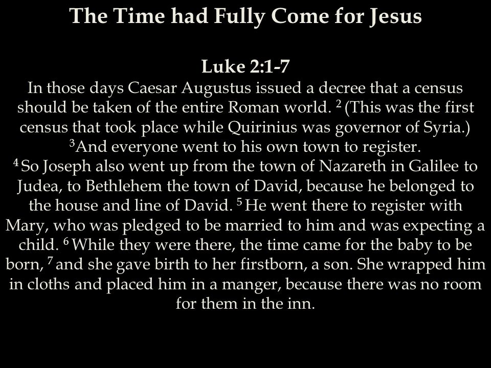 The Time had Fully Come for Jesus