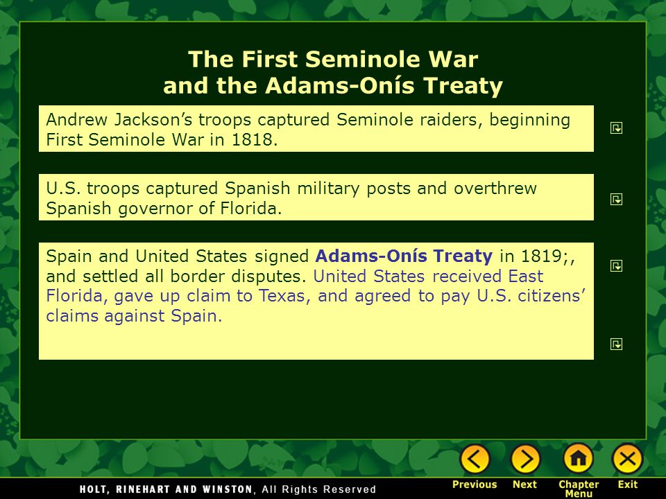 The First Seminole War and the Adams-Onís Treaty