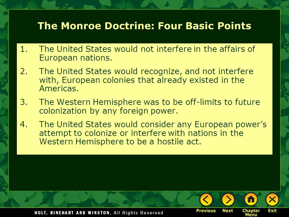 The Monroe Doctrine: Four Basic Points
