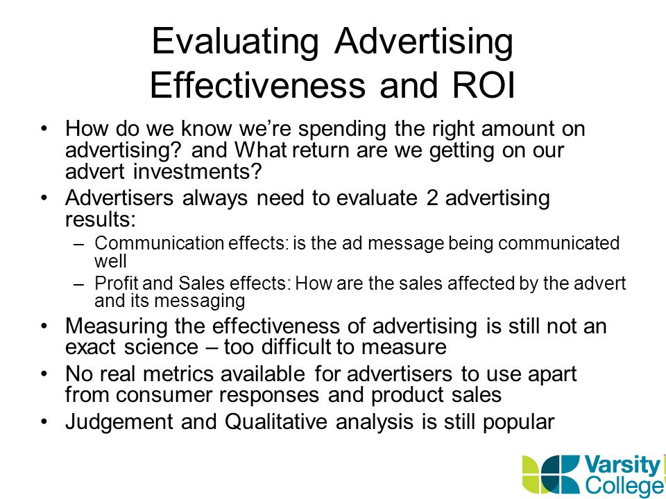 Evaluating Advertising Effectiveness and ROI