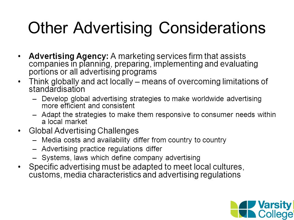 Other Advertising Considerations