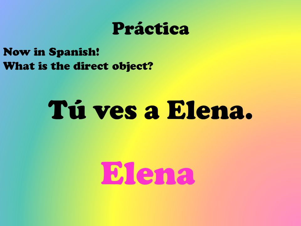 Elena Tú ves a Elena. Práctica Now in Spanish!