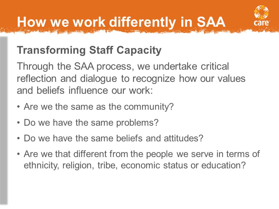 How we work differently in SAA