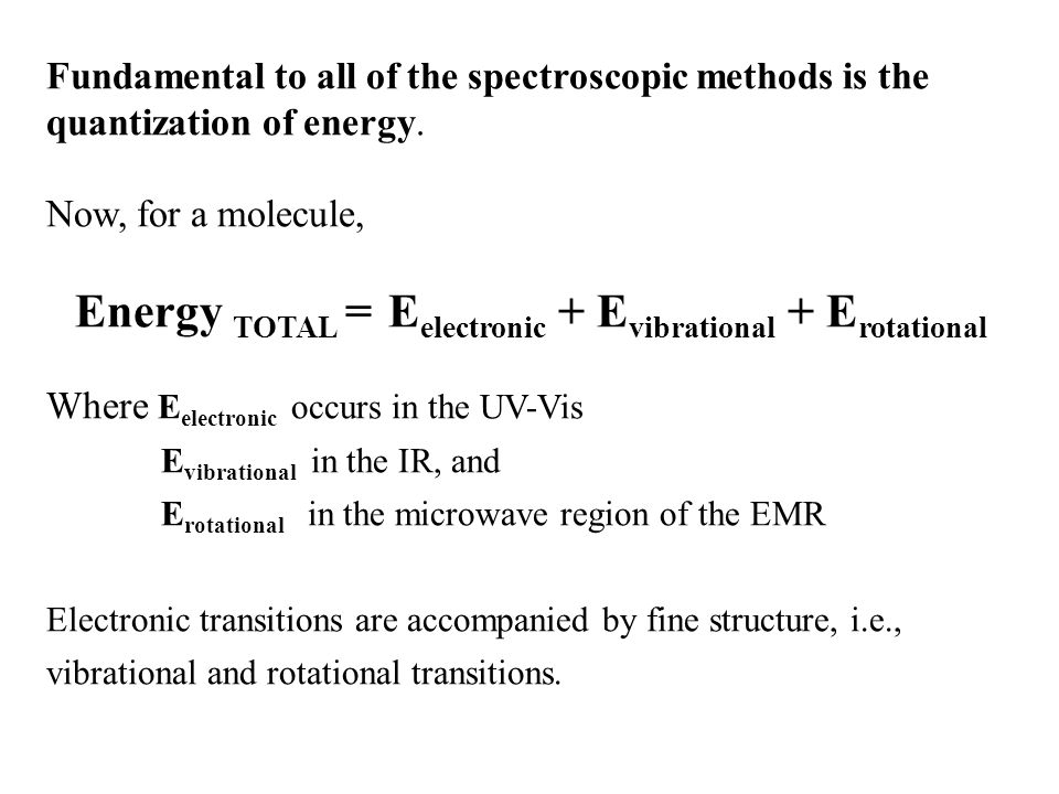 Energy TOTAL = Eelectronic + Evibrational + Erotational
