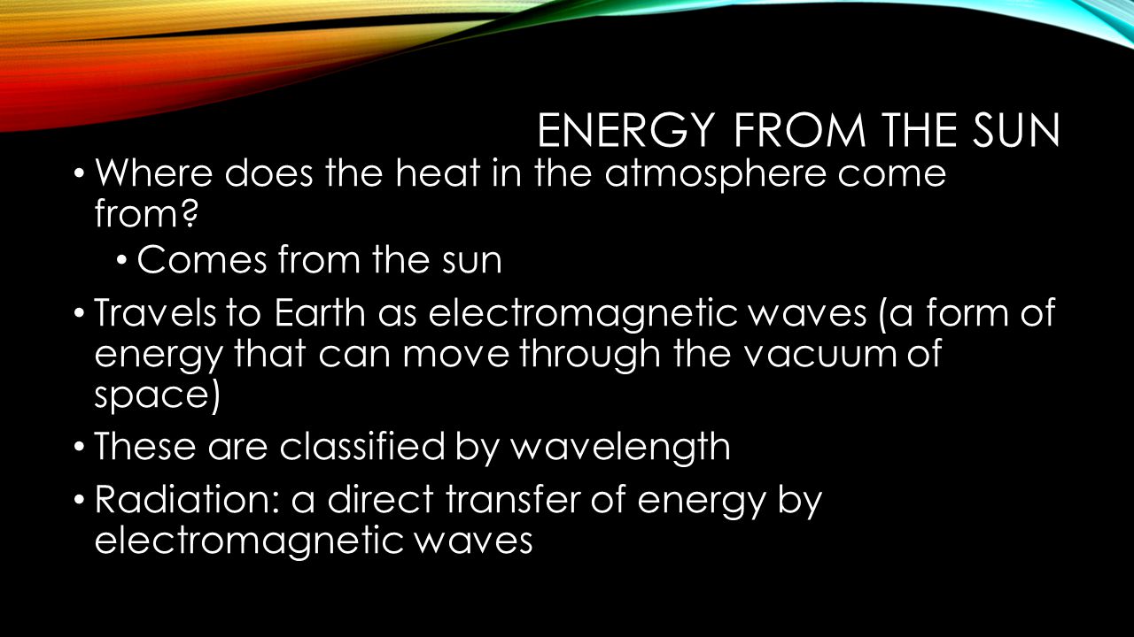 Energy from the sun Where does the heat in the atmosphere come from