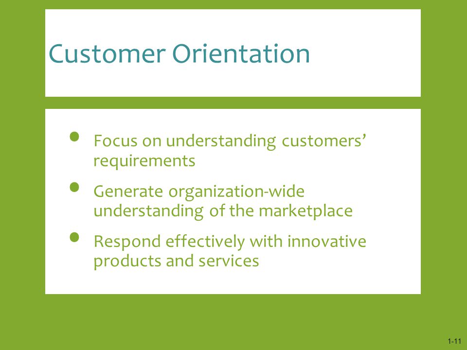 Customer Orientation Focus on understanding customers’ requirements