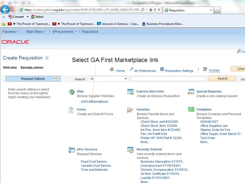 Select GA First Marketplace link