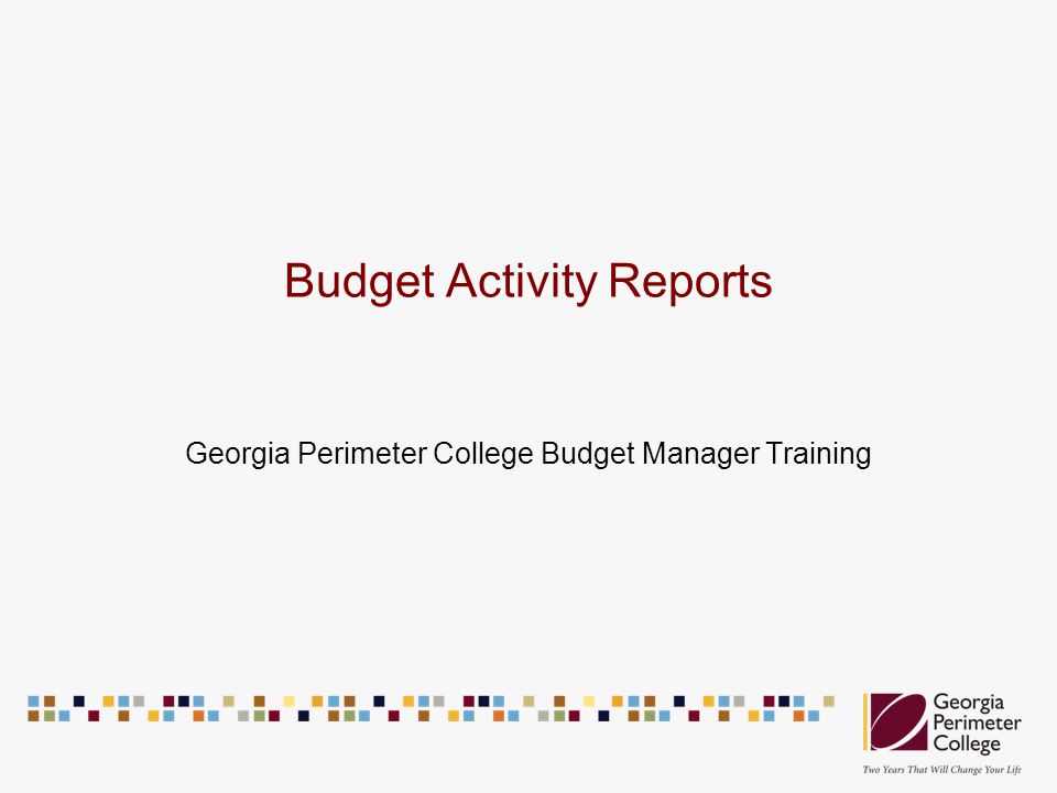 Budget Activity Reports