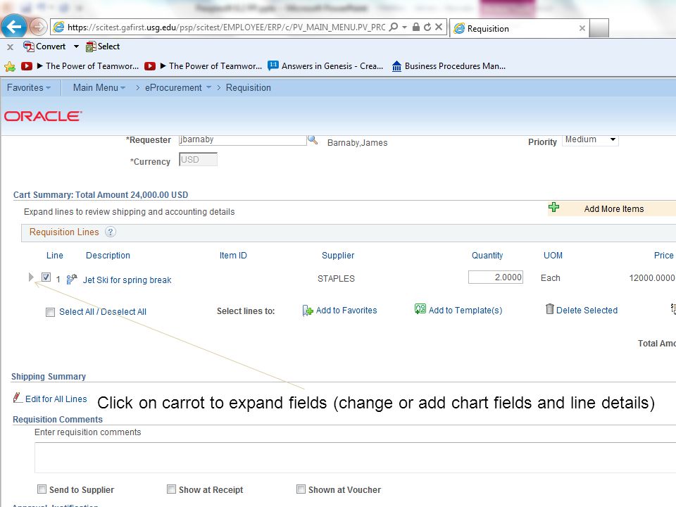 Click on carrot to expand fields (change or add chart fields and line details)