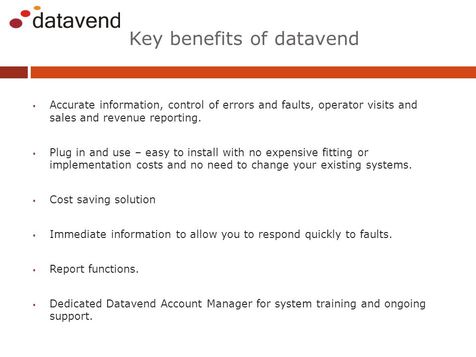 Key benefits of datavend