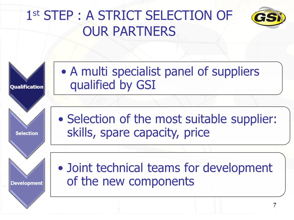 1st STEP : A STRICT SELECTION OF OUR PARTNERS