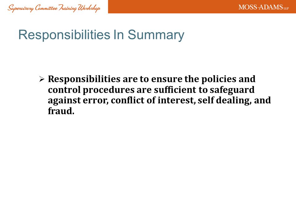 Responsibilities In Summary