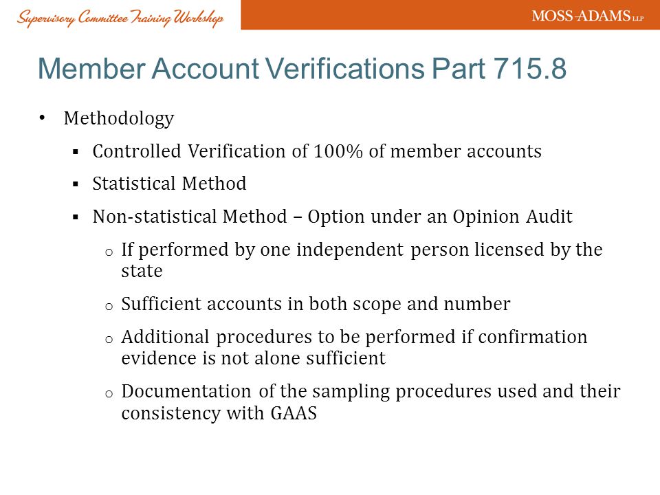 Member Account Verifications Part 715.8