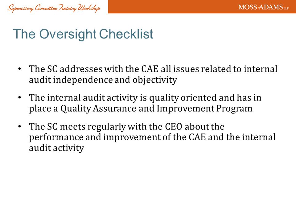 The Oversight Checklist