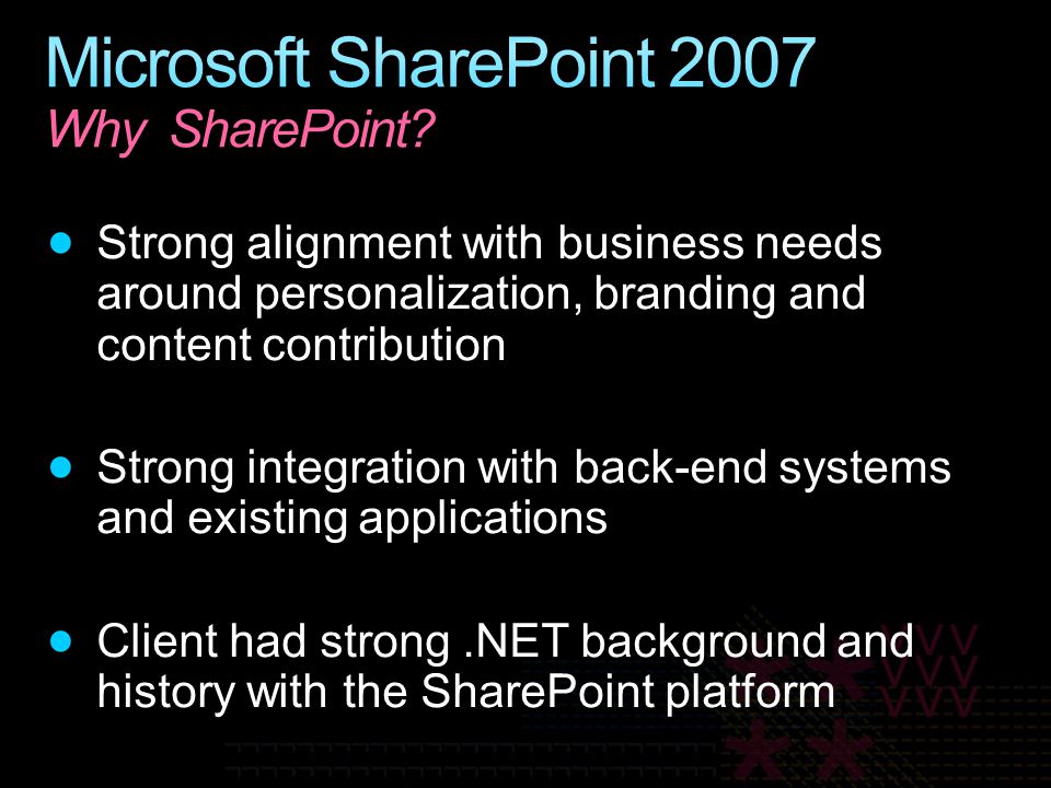 Microsoft SharePoint 2007 Why SharePoint