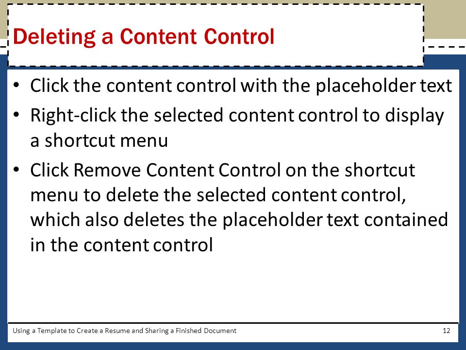 Deleting a Content Control