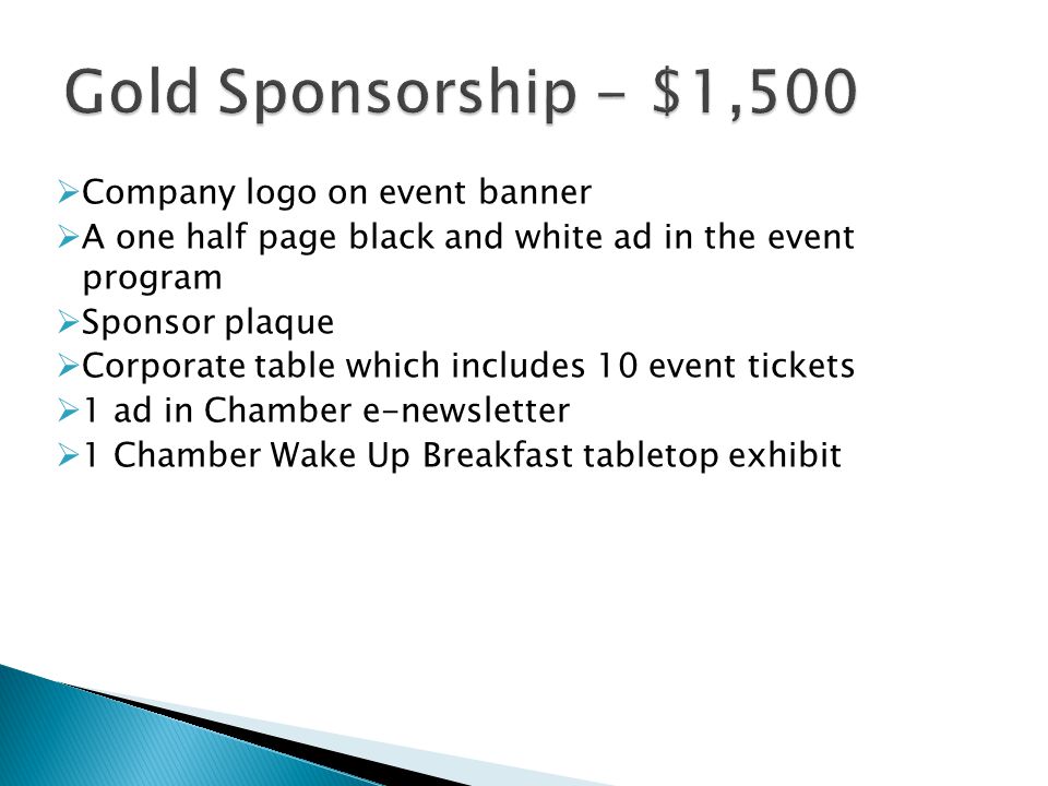 Gold Sponsorship - $1,500 Company logo on event banner